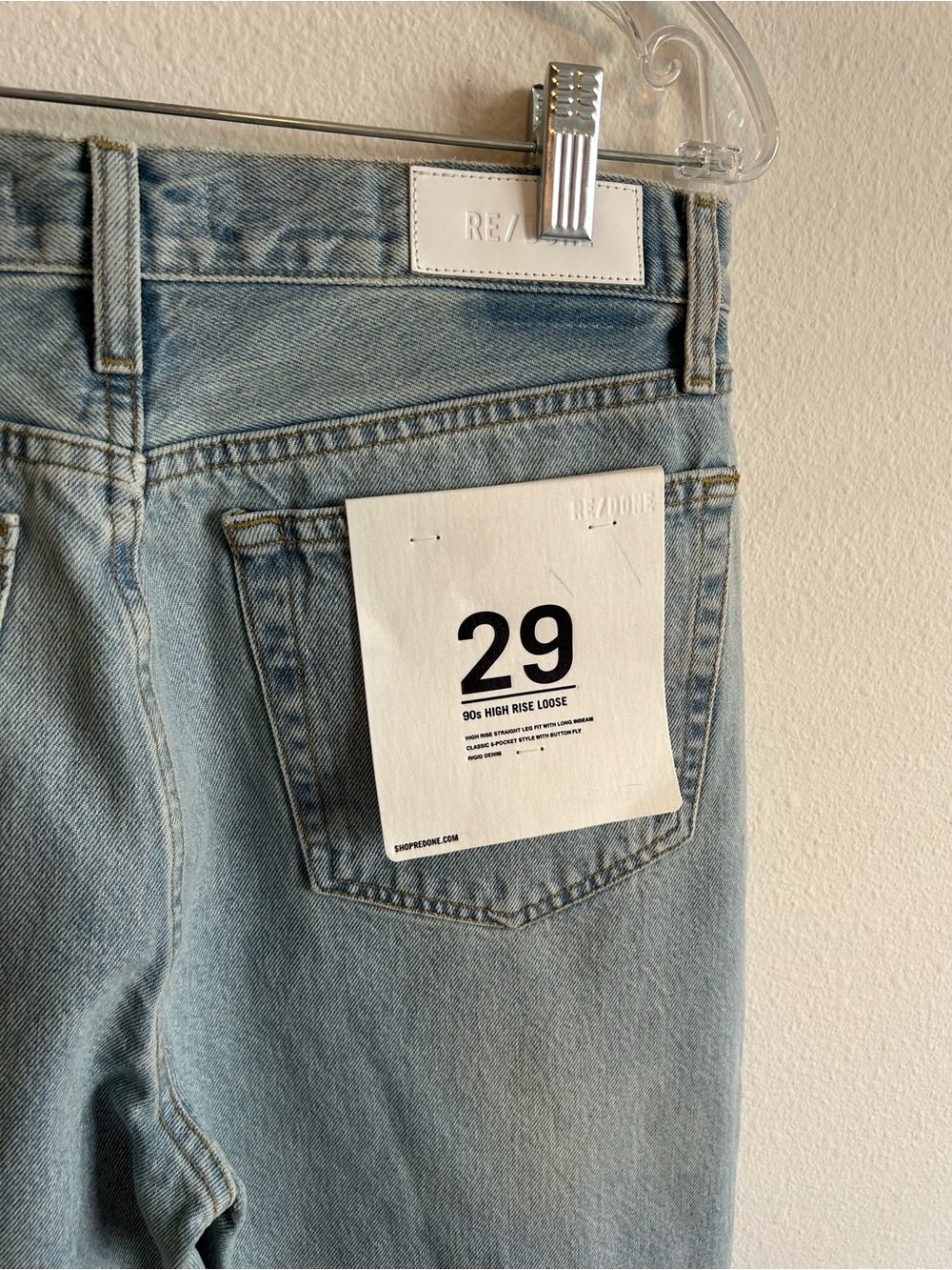 Re/Done Light Blue Distressed Straight-Leg Jeans - Picture 6 of 10